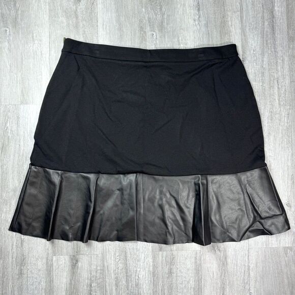 Michael Kors Leather Trim Black Tulip Skirt 2X - Picture 6 of 6